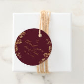 Étiquettes Cadeau Elegant Boho | Bourgogne et or automne Mariage Fa (En situation)
