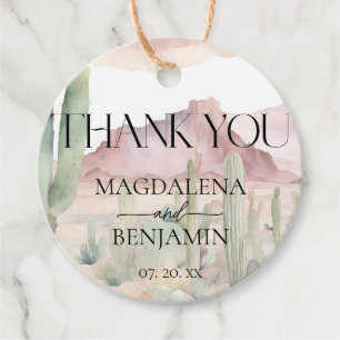 Étiquettes Cadeau Elégant Boho Desert Paysage Cactus Mariage