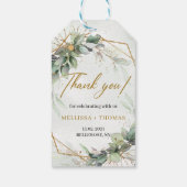 Étiquettes-cadeau Elégant boho eucalyptus mariage or vert (Dos)