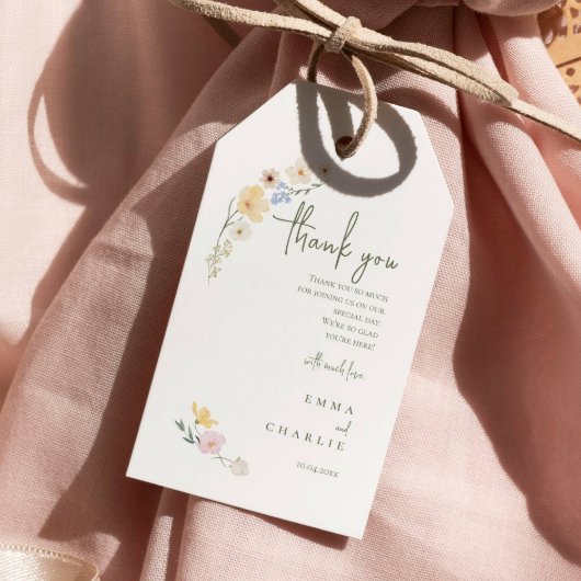 Étiquettes-cadeau Élégant Boho fleur sauvage Mariage de script botan