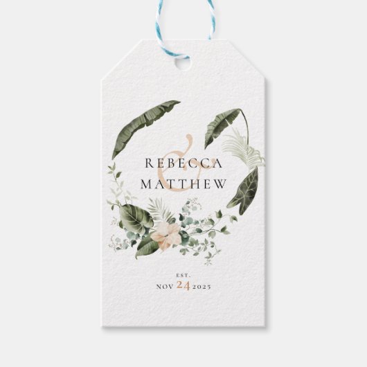 Étiquettes-cadeau Elégant Boho Floral Mariage (Devant)