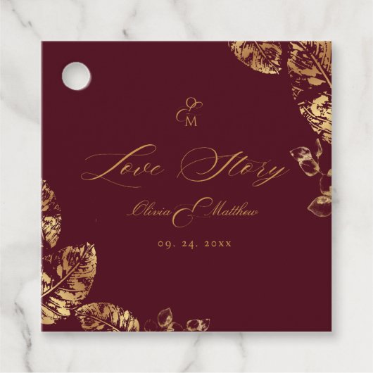 Étiquettes Cadeau Elegant Boho | Mariage d'automne de Bourgogne et d (Devant)