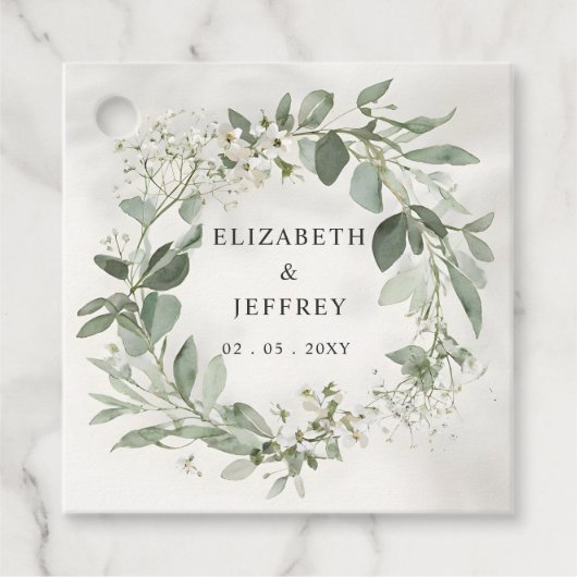 Étiquettes Cadeau Elégant Boho verdure Eucalyptus Mariage (Devant)