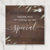 Étiquettes Cadeau Elégant bois verdoyant merci mariage rustique (Dos)