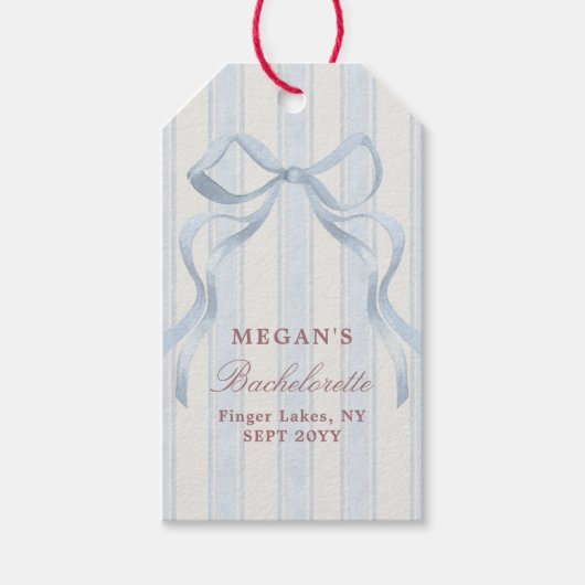 Étiquettes-cadeau Elegant Bow Personalized Bachelorette Party (Devant)