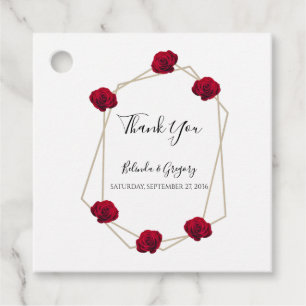 Étiquettes Cadeau Elégant cadeau Mariage de rose rouge géométrique