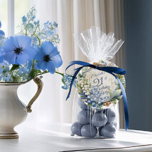Étiquettes Cadeau Elégant cadre floral baroque 21ème anniversaire