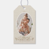 Étiquettes-cadeau Elégant cadre ovale Joyeux Noël Photo (Devant)