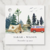 Étiquettes Cadeau Élégant Camping Aquarelle Pine Mariage (Devant)