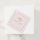 Étiquettes Cadeau Élégant Carré simple Monogramme rose (En situation)