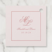 Étiquettes Cadeau Élégant Carré simple Monogramme rose (Dos)