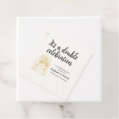 Étiquettes Cadeau Élégant Champagne Double Célébration (En situation)