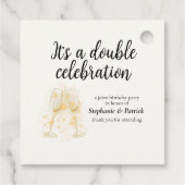 Étiquettes Cadeau Élégant Champagne Double Célébration (Dos)