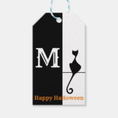 Étiquettes-cadeau Élégant chat noir avec classique initial (Devant)
