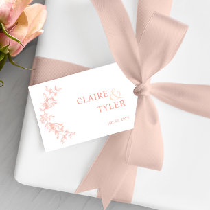 Étiquettes-cadeau Élégant Chic Blush rose, Pêche et Mariage blanc