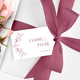 Étiquettes-cadeau Élégant Chic Bourgogne, rose et blanc Mariage