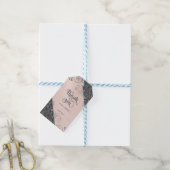 Étiquettes-cadeau Élégant Chic Fleurs Argent Merci rose (Avec de laficelle)