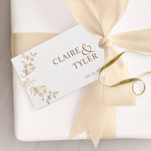 Étiquettes-cadeau Élégant Chic Mariage Blanc et Or