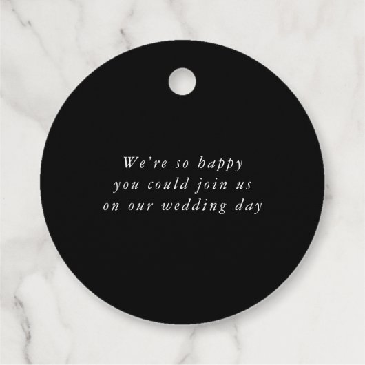 Étiquettes Cadeau Élégant chic Monogramme moderne Mariage noir (Dos)