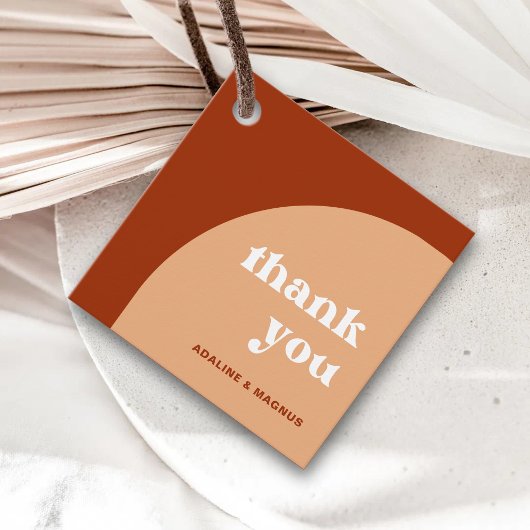 Étiquettes Cadeau Élégant Chic Peach Terracotta Arch Boho Mariage