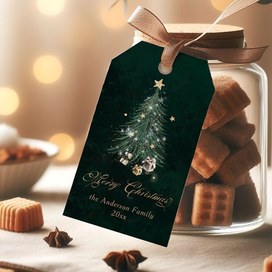 Étiquettes-cadeau Elegant Christmas Tree Merry Christmas