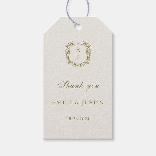 Étiquettes-cadeau Élégant Classic Monogramme Mariage Merci (Devant)