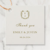 Étiquettes Cadeau Élégant Classic Monogramme Mariage Merci (Devant)