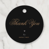 Étiquettes Cadeau Élégant classique moderne Noir Mariage or (Devant)