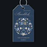 Étiquettes-cadeau Elégant Classy Navy Blue Happy Hanoukka Floral<br><div class="desc">Si vous avez besoin d'une personnalisation supplémentaire,  n'hésitez pas à m'envoyer un message sur yellowfebstudio@gmail.com .</div>