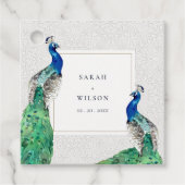 Étiquettes Cadeau Elégant Classy Ornate Aquarelle Peacock Mariage (Devant)