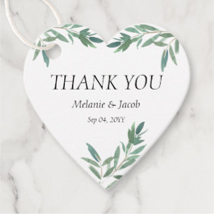 Étiquettes Cadeau Élégant Coeur de feuillage vert