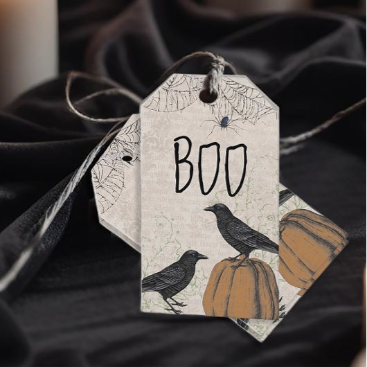 Étiquettes-cadeau Elégant Crow Halloween Favoriser