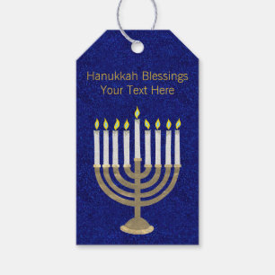 Étiquettes-cadeau Élégant de Menorah d'or de Hanoukka personnalis