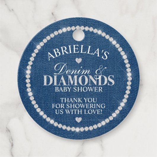Étiquettes Cadeau Élégant Denim et diamants (Devant)