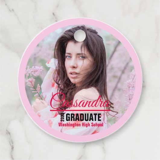 Étiquettes Cadeau Élégant Diplômé Photo personnalisée (Dos)