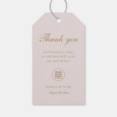 Étiquettes-cadeau Élégant double bonheur rose Merci moderne (Dos)