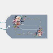 Étiquettes-cadeau Elégant Dusty BlueMisty Rose Mariage or (Dos Horizontal)