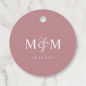 Étiquettes Cadeau Elegant Dusty Rose Monogram Script Wedding (Dos)