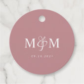 Étiquettes Cadeau Elegant Dusty Rose Monogram Script Wedding (Devant)