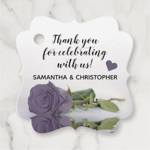 Étiquettes Cadeau Elégant Dusty violet Rose Merci Mariage