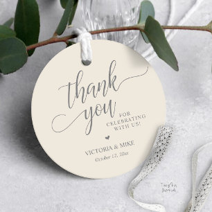 Étiquettes Cadeau Élégant écriture crème Grey Cadeau de mariage Merc
