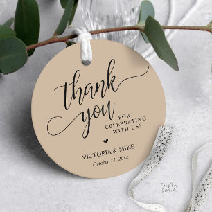 Étiquettes Cadeau Élégant écriture noir marron cadeau de mariage Mer