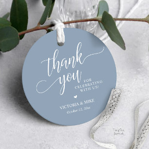 Étiquettes Cadeau Élégant écriture poussiéreuse bleu mariage remerci