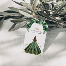 Élégant Emerald Quinceañera Floral Faux Foil