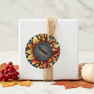 Étiquettes Cadeau Élégant et dynamique, l'automne quitte Thanksgivin