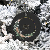 Étiquettes Cadeau Elégant Eucalyptus Black & White Christmas Wreath