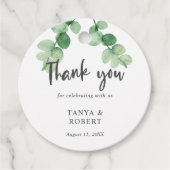 Étiquettes Cadeau Elégant Eucalyptus Mariage Merci Calligraphie (Devant)