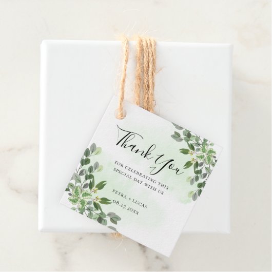 Étiquettes Cadeau Elégant Eucalyptus verdure Succulent Merci (En situation)