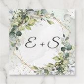 Étiquettes Cadeau Élégant eucalyptus vert initiales mariage (Dos)