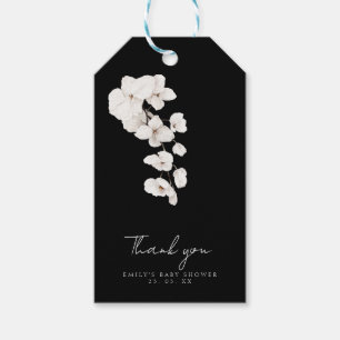 Étiquettes-cadeau Élégant Favori de Baby Shower Orchidée Noir et Bla